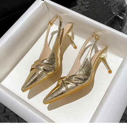 Luxury Designer Women's Shoes Exquisite Pointed Tip High Heeled Sandals for Woman Elegant French Casual Shoes Sandalias De Mujer