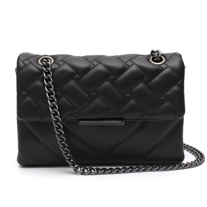 Women Fashion Metallic PU Vegan Leather Handbag Luxury Quilted Flap Messenger Shoulder Bag Long Chain Purse Daily Casual Travel