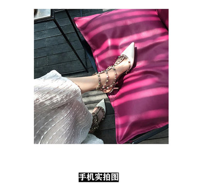 Women's sandals luxury Woman shoes Gladiator Summer 2026 New Rivet High-heeled Three Straps Ankle Fashion Designer Ladies Shoes
