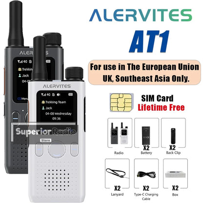 1/2/3PCS ALERVITES PoC AT1 Global Walkie Talkie Baofeng Radio 4G LTE Unlimited Distance US/EU Version OLA APP USB-C Ultra-light