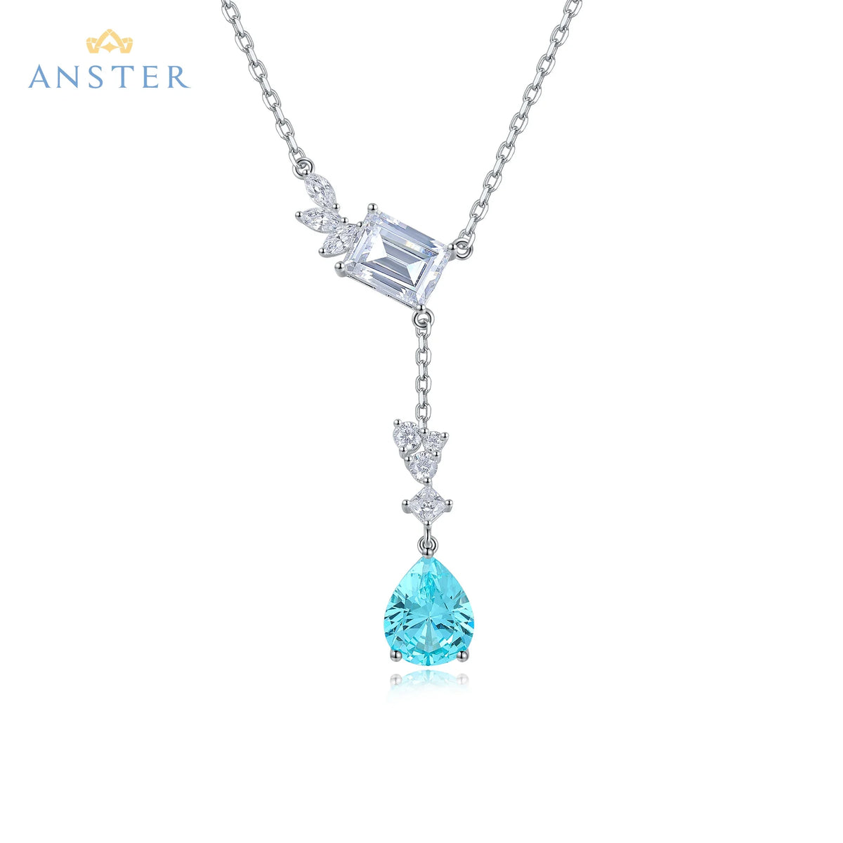 Women Diamonds Pendant Necklaces Charms 925 Silver Lab Paraiba Jewelry
