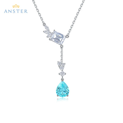 Women Diamonds Pendant Necklaces Charms 925 Silver Lab Paraiba Jewelry