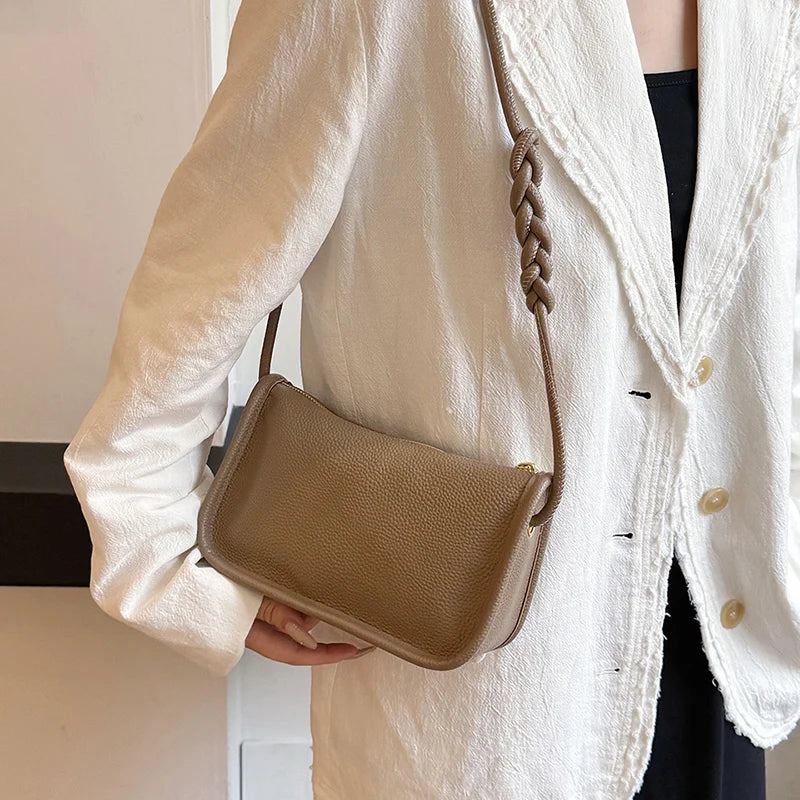 100%Real Cowhide Genuine Leather Sac Fashion Women Crossbody Bags For Ladies New High Capacity Shoulder Bag Handbag Female Purse