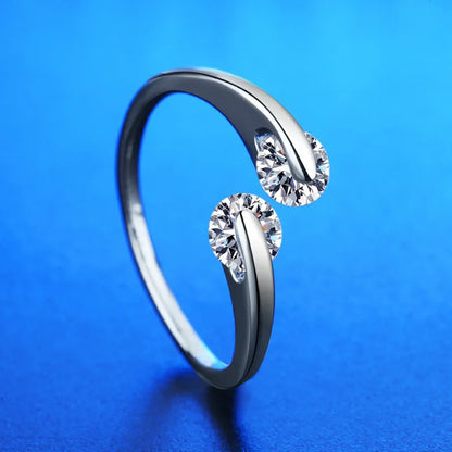 925 Sterling Silver Ring Heart AAA Zircon Open adjustable Engagement For Women Wedding Fashion Jewelry Party Gifts