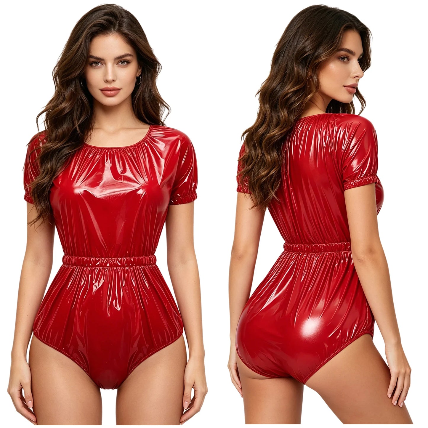 Men Women Waterproof Glossy Bodysuit Leak-proof Washable Diaper Cover Elderly Bedridden Special Needs Adaptive Jumpsuit Swimwear
