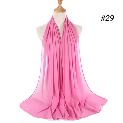 Muslim Chiffon Hijab Women Bubble Chiffon Scarf For Women Ladies Veil Muslim Islam Solid Color Malaysia Musulman Wrap Scarves
