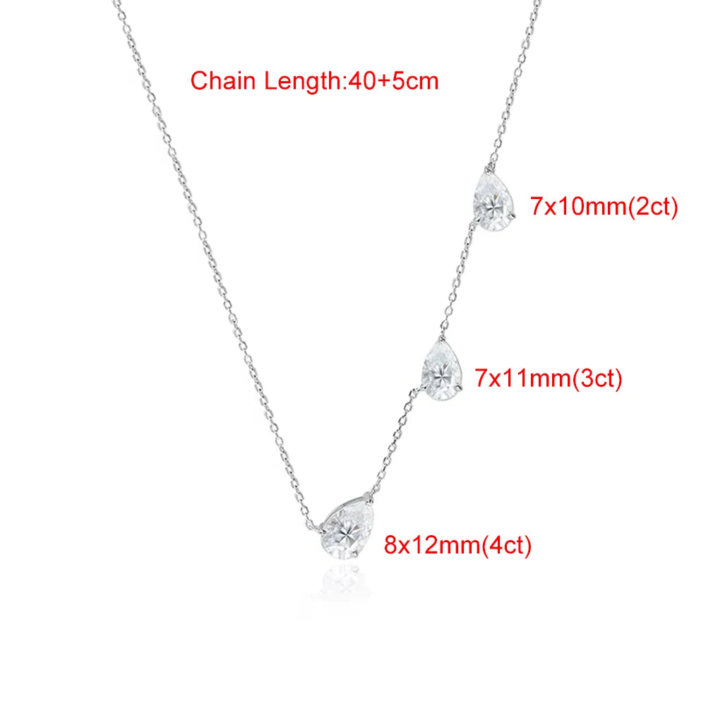 East West 9cttw Pear Cut Moissanite Necklace for Women 925 Sterling Silver Waterdrop Diamond Neckchain Wedding Party Jewelry GRA
