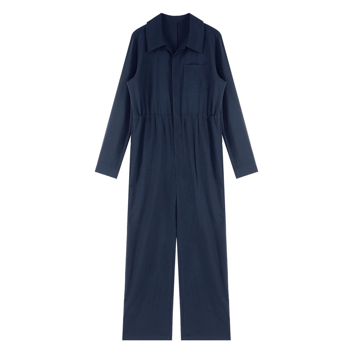 Womens Fashion Work Coverall Rompers Casual Solid Color Turn-Down Collar Long Sleeve Button Jumpsuit Travel Holiday Cargo Pants