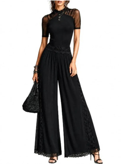 Solid Color Women Jumpsuits For Summer Autumn Short Sleeve Loose Fashion Streetwear Overalls Wide Leg Pants Trousers 2026