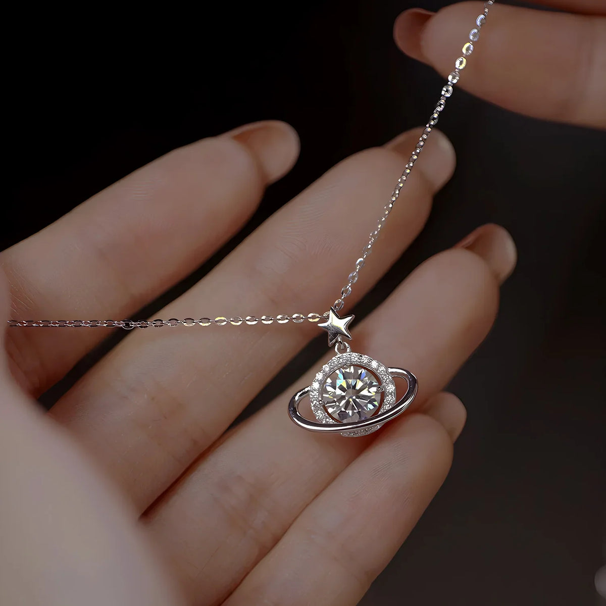 Sparkling Real 1 Carat D Color Moissanite Pendant Necklace 100% 925 Sterling Silver Engagement Wedding Party Fine Jewelry