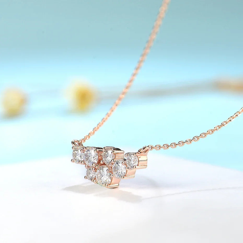 Kuololit 58514K 10K 9K Moissanite Necklace for Women Solid Rose gold Luxury Pendant For Engagement Party Anniversary With Chain