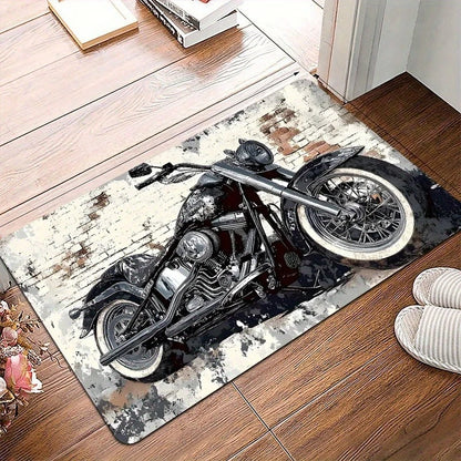1pc Retro Classic Motorcycle Door Mat, Non-slip Floor Mat, Suitable for Living Room, Bedroom, Bathroom, Holiday Home Decoration