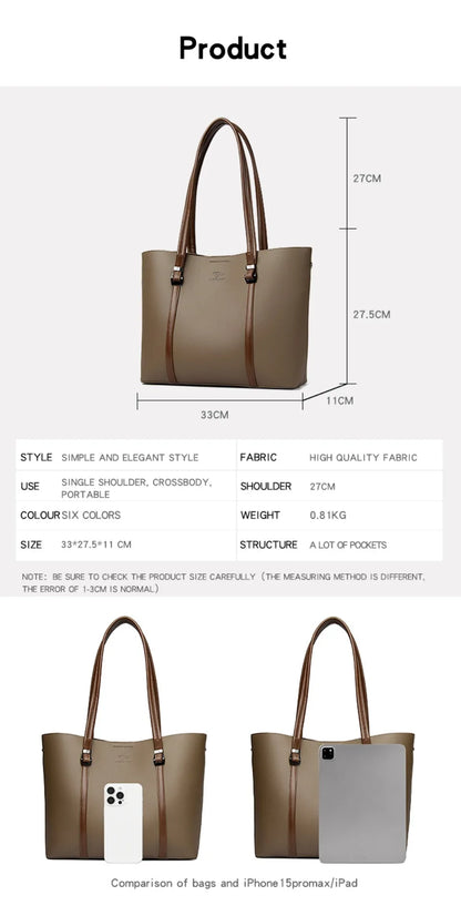 Large Capacity Shopping Bag for Daily Commuting Hand Bags Luxury Shoulder Bags High Quality Pu Leather Hnadbags Caual Tote Sac