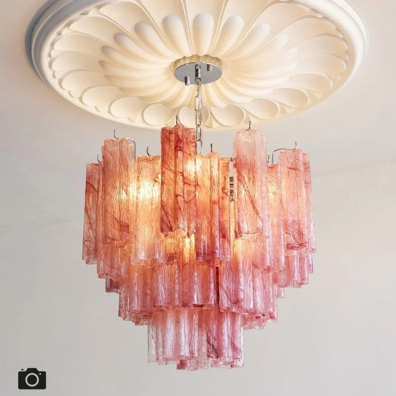 Designer Murano Ceiling Chandeliers Pink Colorful Glass LED Hanging Pendant Lights for Living Dining Room Bar Villa Art Lighting