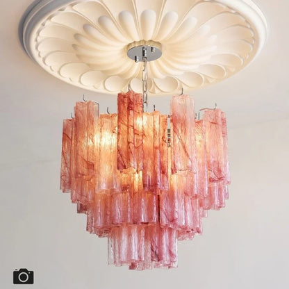 Designer Murano Ceiling Chandeliers Pink Colorful Glass LED Hanging Pendant Lights for Living Dining Room Bar Villa Art Lighting