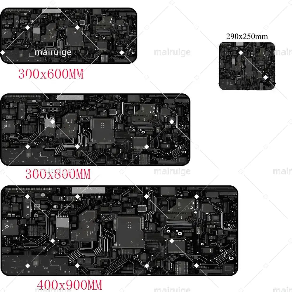 Retro Circuit Board Pattern Mouse Pad Large Computer Accessories Office Game Table Mat Rubber Anti-slip Mousepad Decor Desk Pad