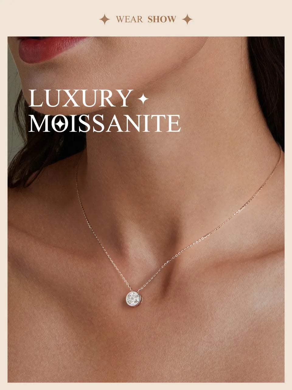 BAMOER 1CT Bezel Moissanite Pendant Necklace D color VVS1 Lab Diamond for Women 925 Sterling Silver Wedding Minimalist Jewelry