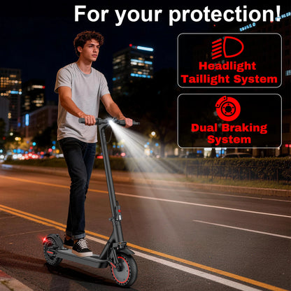 10'' Honeycomb Solid Tire Electric Scooter,500W Powerful Motor,22 MPH Max Speed, 30Miles Range,Foldable E-scooter with Premium Shock Absorption & Dual Braking System, Smart APP Control