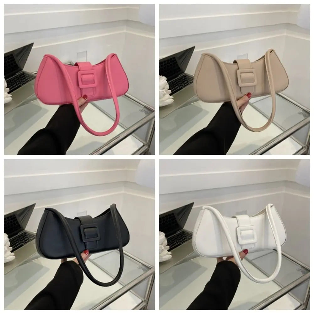 PU Leather Underarm bag Women Korean Style Large Capacity Half-moon Tote Bag Minimalist Armpit Pouch Ladies Luxury Handbags