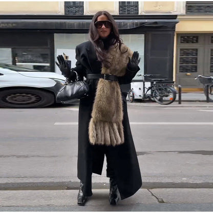 Faux Fur Tassels Scarf for Women Autumn Winter Fluffy Fur Neckerchief 2026 New Lady Luxury Shawl Scarves Clothing Accessories