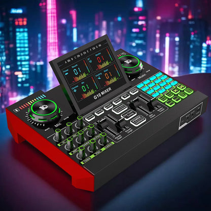 Tenlamp G10 Electronic Music Mixer Professional Studio Recording Sound Card, Dual Noise Cancellation XLR 3.5mm Audio Interface with Voice Changer for PC Smartphone Podcast Gaming Streaming