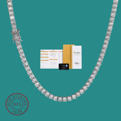 D VVS1 Moissanite Tennis Necklace 100% 925 Sterling Silver 2-6mm Classics with GRA Necklaces for Women Man Wedding Jewelry Gifts