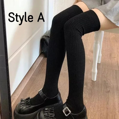 Spring Fall Knee High Stockings for Women White Vertical Stripe Long Socks Fashion Girls JK Skinny Boots Sock Japanese Style