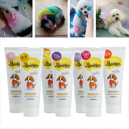 80g Pet Dog Animals Hair Bright Coloring Dyestuffs Hair Bright Safe Dyeing Pigment for Dogs Cats Safe Pet Accessories