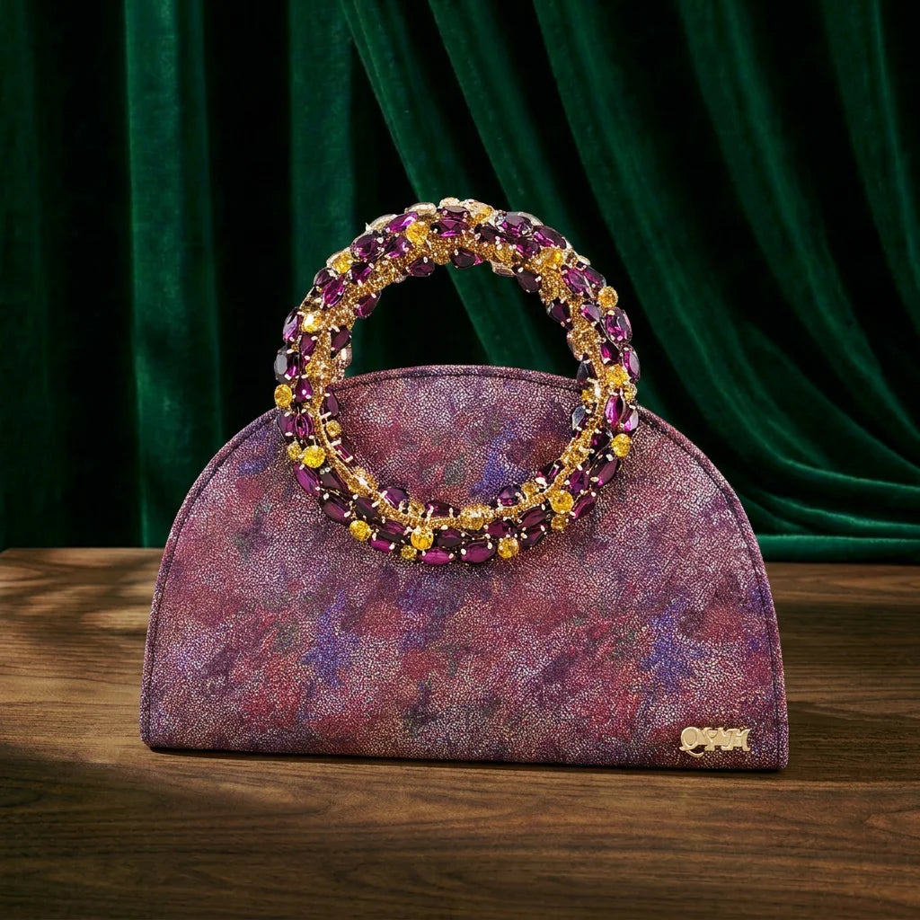 Multicolor Glitter Rhinestone Ring Handle Evening Clutch And Women High Heels Shoes Set Wedding Party Matching Bag