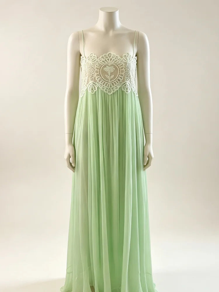 Light Blue Halter Neck Pleated Mini Dress Lady Sleeveless High Waist Hollow Lace Short Vestidos Summer Women's Vacation Outfit