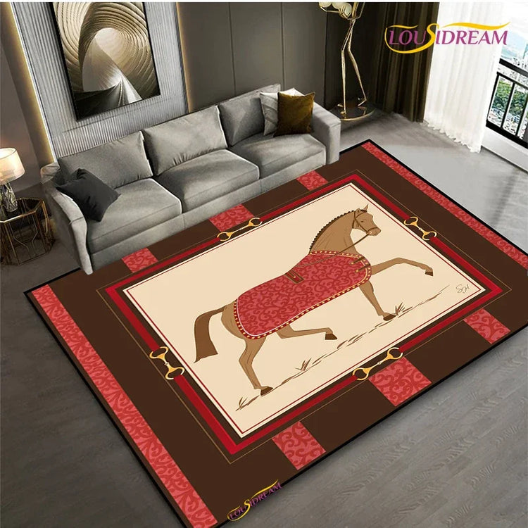 Fashion Ethnic Frame Horse Carpet Living Room bedroom yoga rugs kitchen Door Kids Un-Slip Mats Alfombra birthday gift Poster Mat
