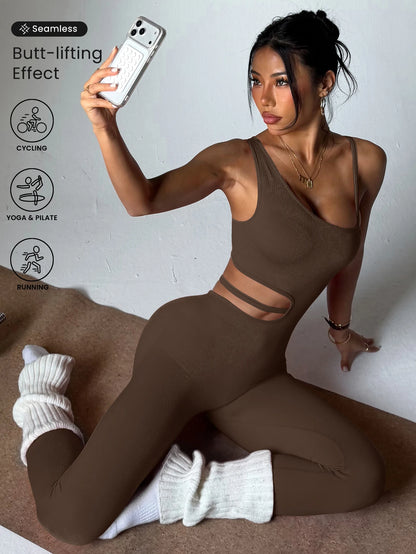 Beautiful back design, sexy one-piece yoga leggings, suitable for women's breathable quick-dry sports bodysuits