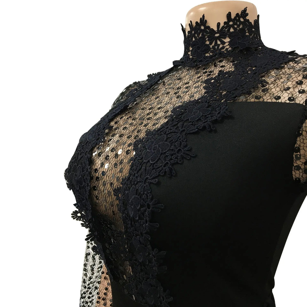 HBLL Women Sequin Lace Jumpsuit Elegant Long Sleeve Wide Leg Pants Sexy See Through Evening Party Outfits Jumpsuits With Belt