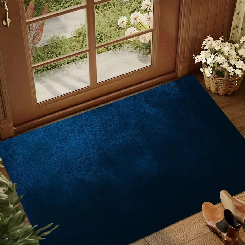 Solid Navy Blue Velvet Area Rugs Non-Slip Entry Door Mat Washable Carpet for Living Room Bedroom Home Decor Washroom Floor Mat
