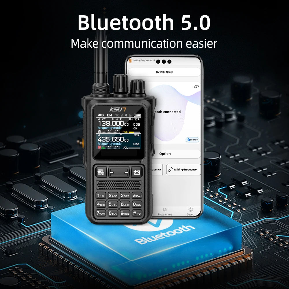 Walkie Talkie Long Range Portable Professional VHF UHF Radio Station AM FM Ham Communication Radio Walkie Talkie KSUN