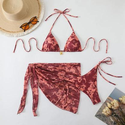 Sexy Swimsuit Women's Bikinis Swimwear Woman 2026 Bathing Suit 3 Piece Triangle Bikinis Sets Beach Dress Wear Cover Up Beachwear