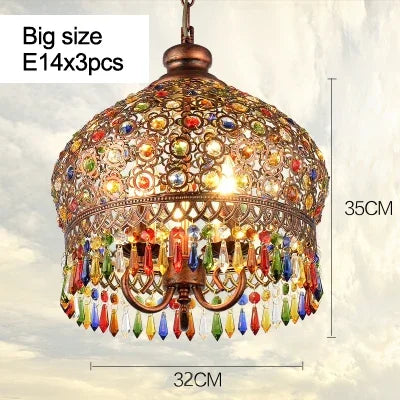 design lamp pendant lighting crystal Bohemia Retro droplight Iron handmade pendant lights for restaurants hanging lights bedroom