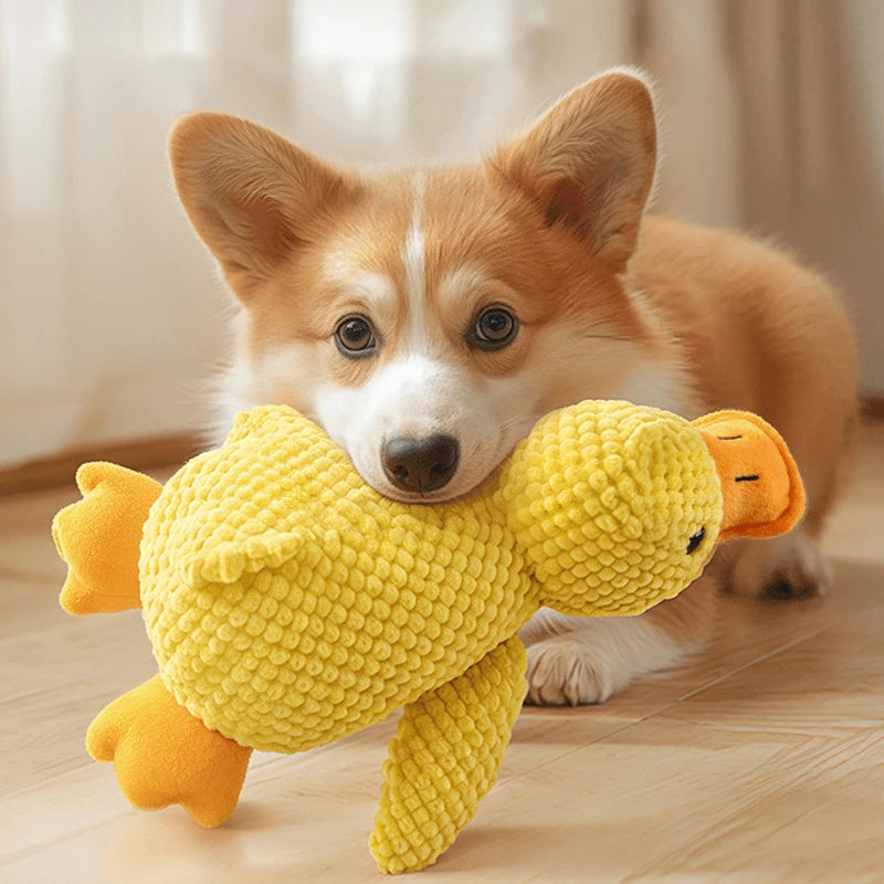 Yellow Duck Dog Toys for Aggressive Chewers Cats Dogs Chew Squeak Toy with Quacking Sound Interactive Plush Doll Toy Pet Supplie