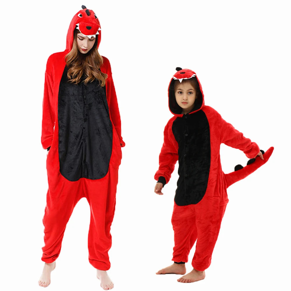 Adults Animal Cosplay Pajamas Flannel Onesies Costume Jumpsuit Pajamas Hooded Sleepwear Halloween One Piece for Performing