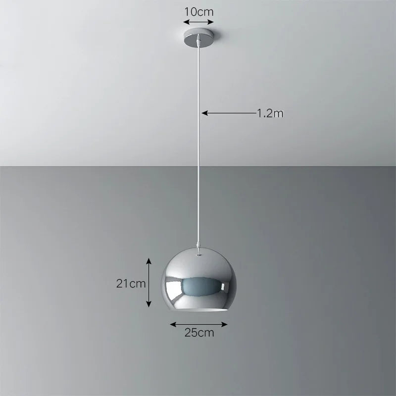 Nordic Plating Sliver Globe Ball Mirror Pendant Lights E27 Iron Hanging Lamp luxury Silver Brass Art Kitchen Hotel Pendant Lamp