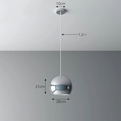 Nordic Plating Sliver Globe Ball Mirror Pendant Lights E27 Iron Hanging Lamp luxury Silver Brass Art Kitchen Hotel Pendant Lamp