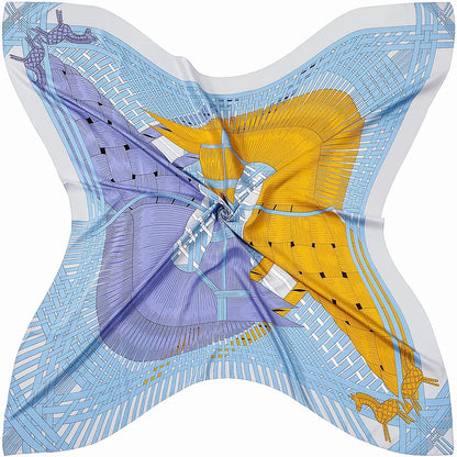130CM Silk Scarf Women Horse Head Print Stoles Square Scarves Wraps Large Bandana Kerchief Hijabs Female Silk Foulards Sjaal
