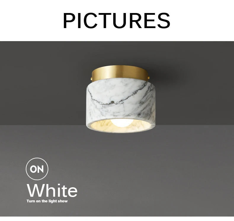 Nordic Marble Downlight Living Bedroom Room Decor Marble Ceiling Light Green White Stone Corridor Aisle Lamp