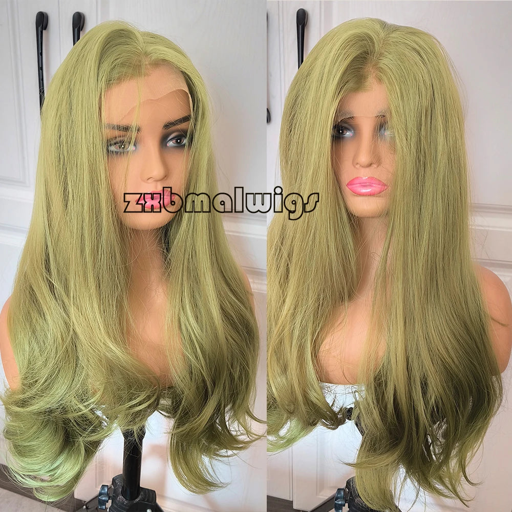 Synthetic Hair Ombre Blonde To Red  Straight Pre Plucked 13x4 Lace Front Wigs for Black Women Glueless Cosplay Daily Wear Wigs
