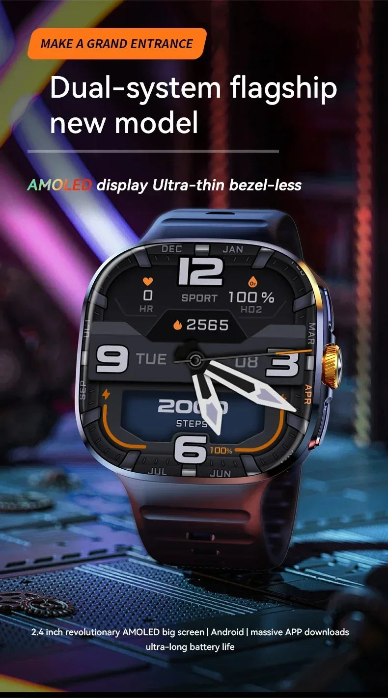 M99 5G Smartwatch: 2.4" AMOLED Screen, Rotating Camera, SIM & WiFi Support for Standalone Calls and Social Media.