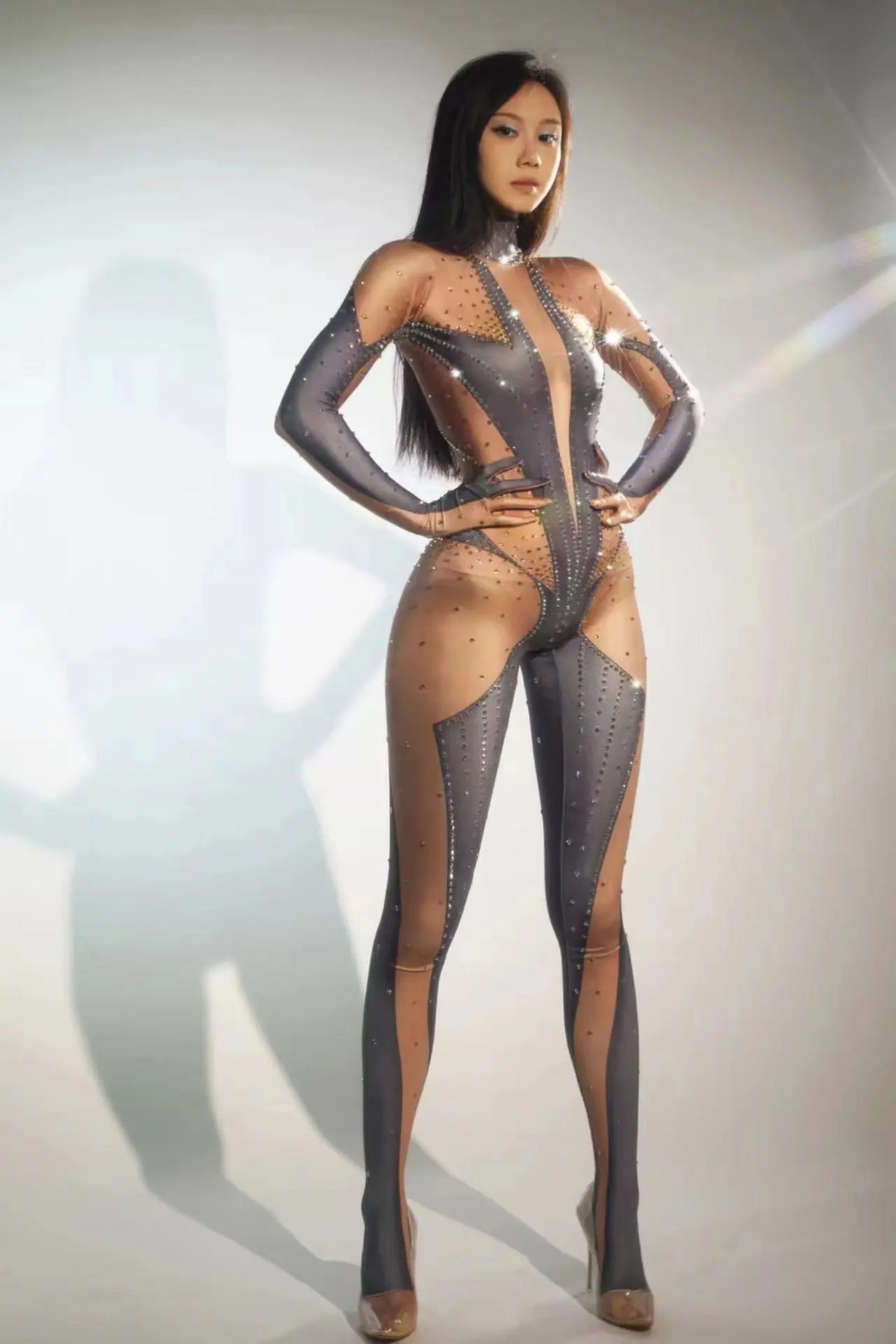 Glitter Rhinestones Jumpsuit for Women Sexy Stretch Dance Bodysuit Party Singer Stage Wear Birthday Drag Iueen Costumes Posui 7G