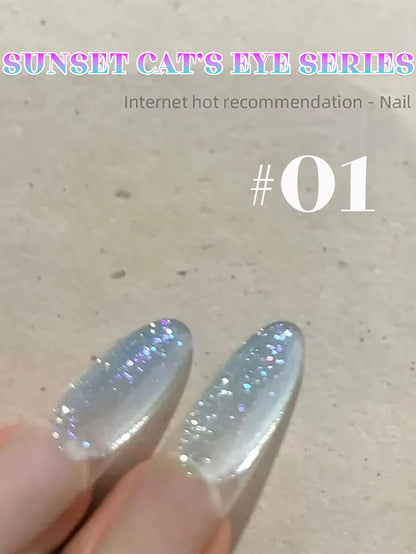 1-24pcs WS Romantic Purple Cat Eye Gel Nail Polish New Style Super Flash Versatile Whitening Purple Glass Bead Cat Nail Salon