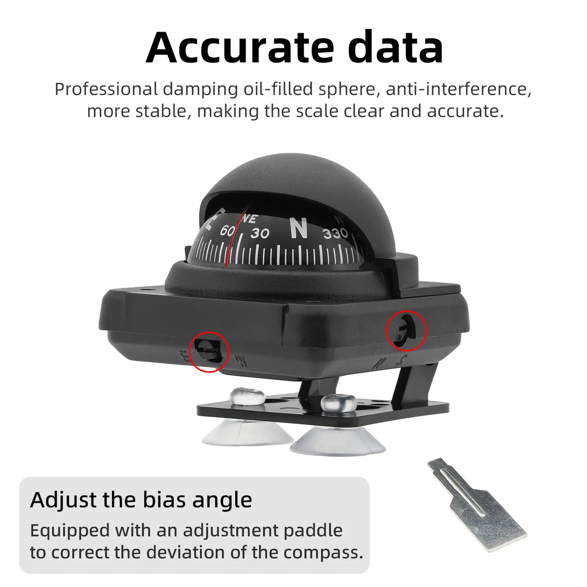 AD Universal Compass Mini Navigation Compass Rotary Adjustable Spherical Dashboard Guide Compass For Boat Vehicle Accessories