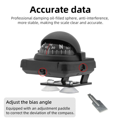 AD Universal Compass Mini Navigation Compass Rotary Adjustable Spherical Dashboard Guide Compass For Boat Vehicle Accessories