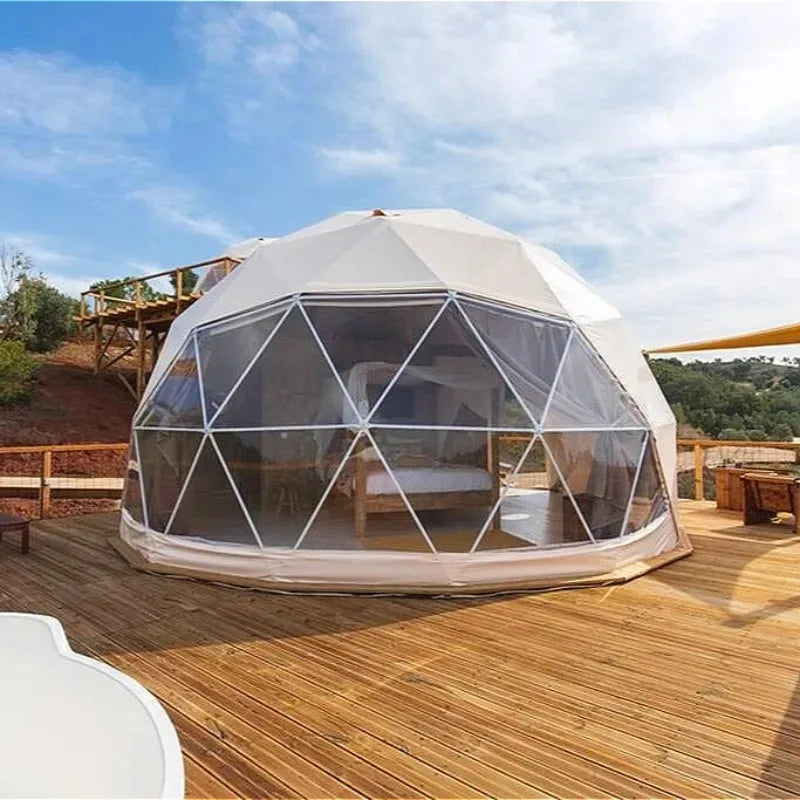 Luxury Glamping Geodesic Dome Tent All Climate Heavy Snow Wind Resistant Desert River Snow Polar  Paint Outdoor Camping Shelter